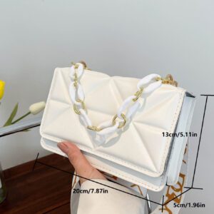 Léger, décontracté pour femme, design minimaliste élégant, mini sac carré à rabat à carreaux en relief, sac à main matelassé pour adolescentes, femmes, étudiantes, recrues et cols blancs. Parfait pour le bureau, l'université, le travail, les affaires, les déplacements, l'extérieur, les voyages, les sorties.