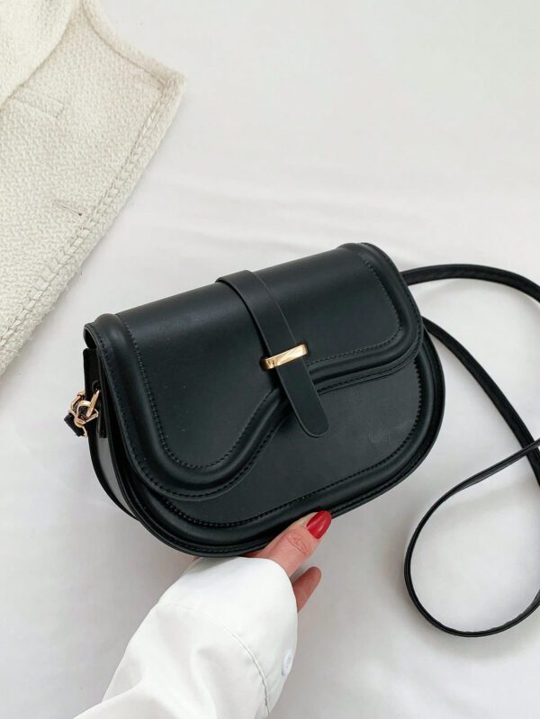 Sac À Bandoulière En Demi-cercle À Boucle De Ceinture En Tissu Pu Pour Femmes, Simple, À La Mode Et Multifonctionnel – Image 2