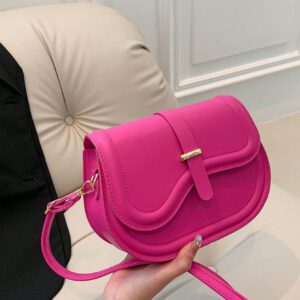 Sac À Bandoulière En Demi-cercle À Boucle De Ceinture En Tissu Pu Pour Femmes, Simple, À La Mode Et Multifonctionnel