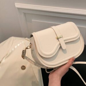 Sac À Bandoulière En Demi-cercle À Boucle De Ceinture En Tissu Pu Pour Femmes, Simple, À La Mode Et Multifonctionnel
