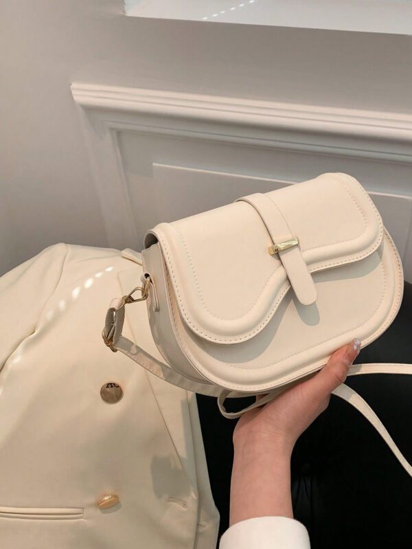 Sac À Bandoulière En Demi-cercle À Boucle De Ceinture En Tissu Pu Pour Femmes, Simple, À La Mode Et Multifonctionnel – Image 5