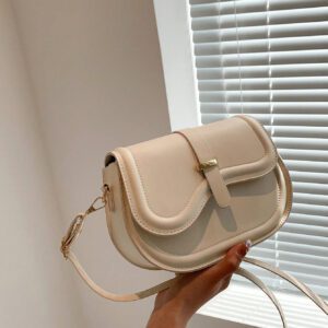 Sac À Bandoulière En Demi-cercle À Boucle De Ceinture En Tissu Pu Pour Femmes, Simple, À La Mode Et Multifonctionnel