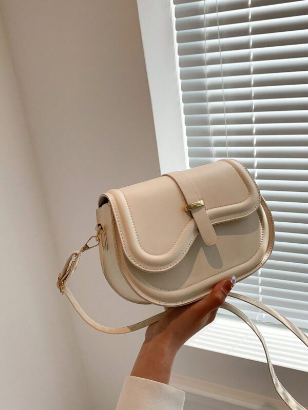 Sac À Bandoulière En Demi-cercle À Boucle De Ceinture En Tissu Pu Pour Femmes, Simple, À La Mode Et Multifonctionnel – Image 6