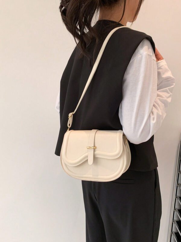 Sac À Bandoulière En Demi-cercle À Boucle De Ceinture En Tissu Pu Pour Femmes, Simple, À La Mode Et Multifonctionnel – Image 7