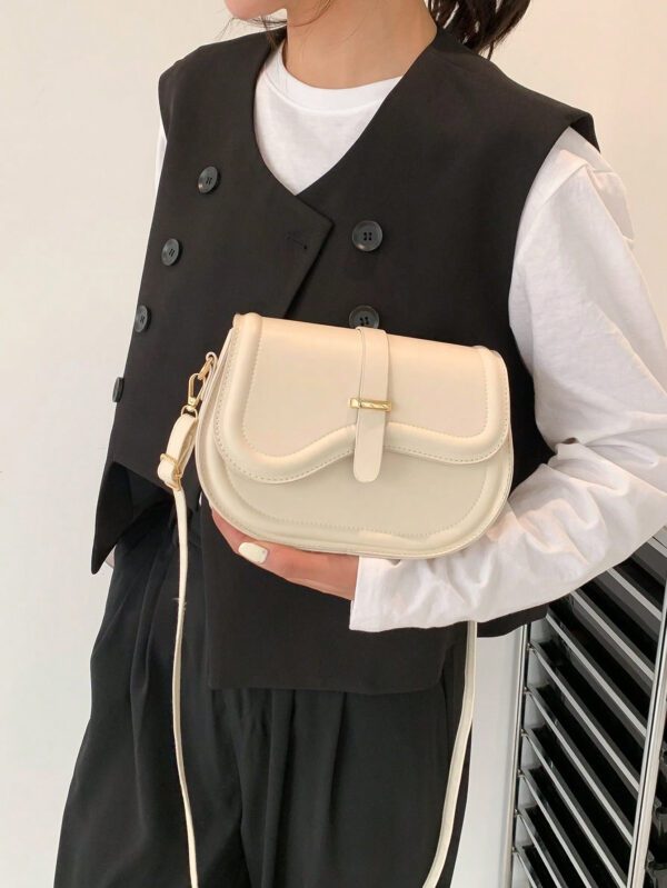 Sac À Bandoulière En Demi-cercle À Boucle De Ceinture En Tissu Pu Pour Femmes, Simple, À La Mode Et Multifonctionnel – Image 10