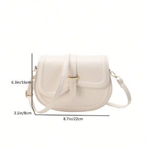 Sac À Bandoulière En Demi-cercle À Boucle De Ceinture En Tissu Pu Pour Femmes, Simple, À La Mode Et Multifonctionnel