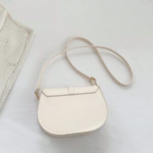 Sac À Bandoulière En Demi-cercle À Boucle De Ceinture En Tissu Pu Pour Femmes, Simple, À La Mode Et Multifonctionnel