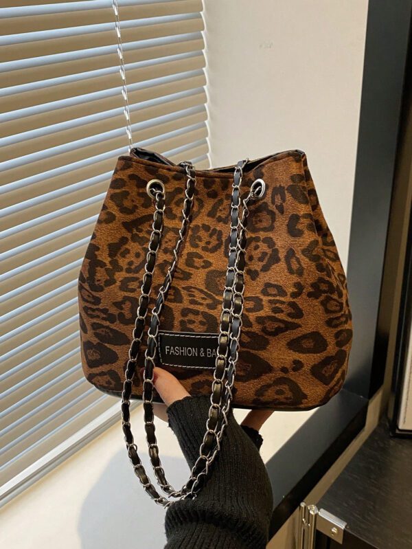 1 pièce Sac seau en nylon unicolore avec accessoire de pompon en peluche, sac bandoulière mode femme – Image 4