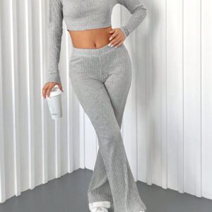 SHEIN Découpé T-Shirt Court & Pantalon Évasé