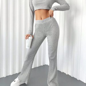 SHEIN Découpé T-Shirt Court & Pantalon Évasé