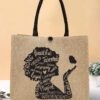 1 pièce sac fourre-tout imprimé papillon et motif de lettre de louange, sac de magasinage, grand sac fourre-tout de capacité, simple sac de magasinage de plage, sac de rangement d'épicerie réutilisable, sac de vacances, sac fourre-tout multifonctionnel, cadeaux de retour à l'école. – Image 3