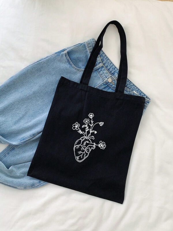 Cabas Petit Cœur & Fleuri Preppy