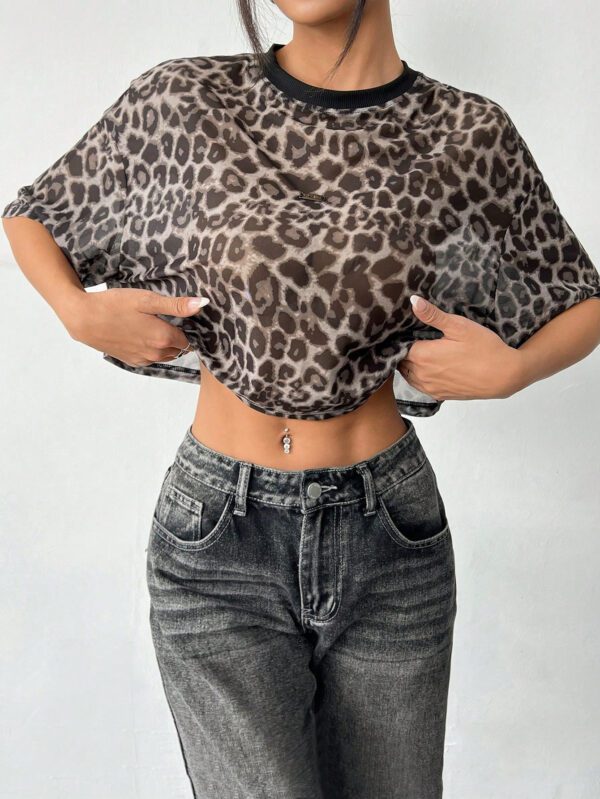 SHEIN EZwear Top en maille noir à manches courtes pour femmes – Image 4