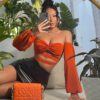 SHEIN SXY Top court col bardot torsadé découpe