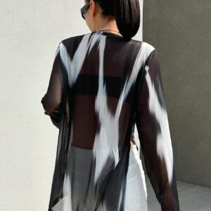 DAZY Top maille effet tie-dye avec ourlet fendu, à porter sans soutien-gorge