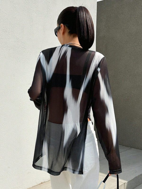 DAZY Top maille effet tie-dye avec ourlet fendu, à porter sans soutien-gorge – Image 3
