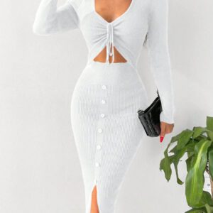 Robe Pull Découpée Sur Le Devant Avec Cordon De Serrage