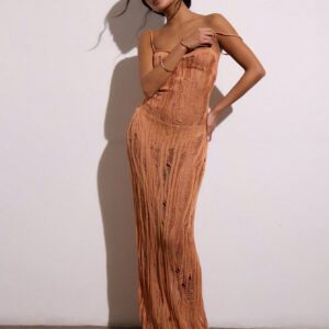 MUSERA Robe maxi décontractée à dos déchiré en tricot, vacances d'été