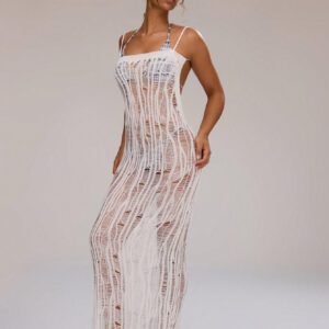 MUSERA Robe maxi décontractée à dos déchiré en tricot, vacances d'été