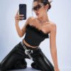 SHEIN ICON Top bandeau court à ourlet duveteux