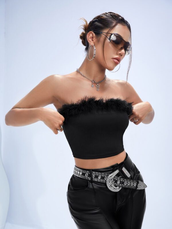 SHEIN ICON Top bandeau court à ourlet duveteux – Image 8