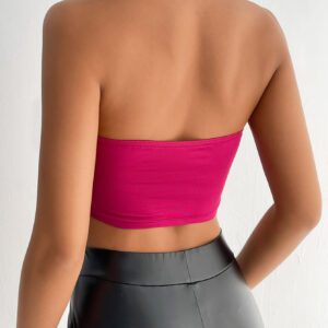 SHEIN PETITE Top bandeau court unicolore duveteux