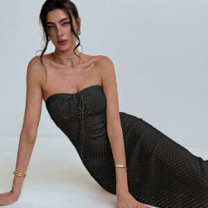 Aloruh Robe pour femmes à la plage élastique en crochet d'abricot fait-main, simple et élégante pour les vacances