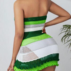 SHEIN SXY Robe Pull Tube Évidé Sexy En Blocs De Couleurs Pour L'été