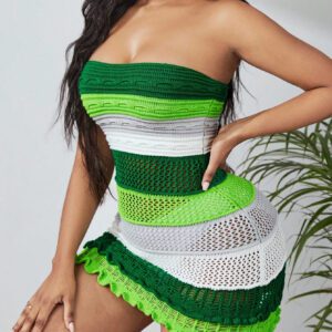 SHEIN SXY Robe Pull Tube Évidé Sexy En Blocs De Couleurs Pour L'été