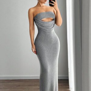 SHEIN ICON Robe pull longue droite décolletée et évidée sans manches
