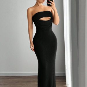 SHEIN ICON Robe pull longue droite décolletée et évidée sans manches