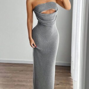 SHEIN ICON Robe pull longue droite décolletée et évidée sans manches