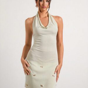 Glamine Robe en tricot sans manches avec nœud décoratif, style mode femme