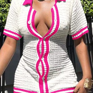 SHEIN Slayr Mini-robe Féminine Élégante En Tricot À La Coupe Ajustée Avec Garniture En Fourrure