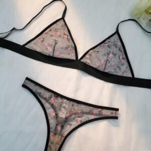 Ensemble de lingerie brassière et culotte en maille imprimée de fleurs