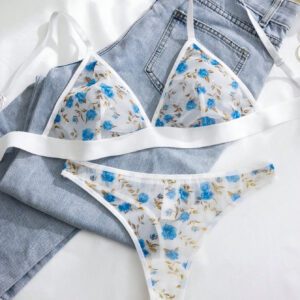 Ensemble de lingerie brassière et culotte en maille imprimée de fleurs