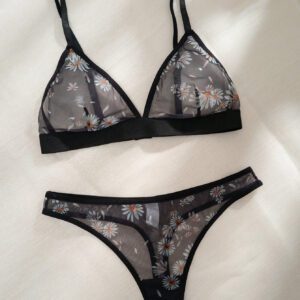 Ensemble de lingerie brassière et culotte en maille imprimée de fleurs