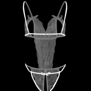 1 pièce Combinaison de dentelle avec trois points ouverte à l'entrejambe et au dos avec buste exposé et fonction de mise en forme du corps pour femmes