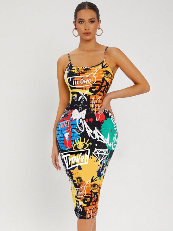 SHEIN SXY Robe moulante à imprimé dos-nu – Image 4