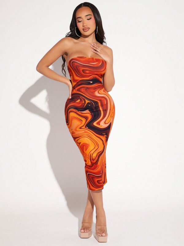 SHEIN SXY Robe ample imprimée en dentelle, coupe slim, convient pour l'été – Image 5