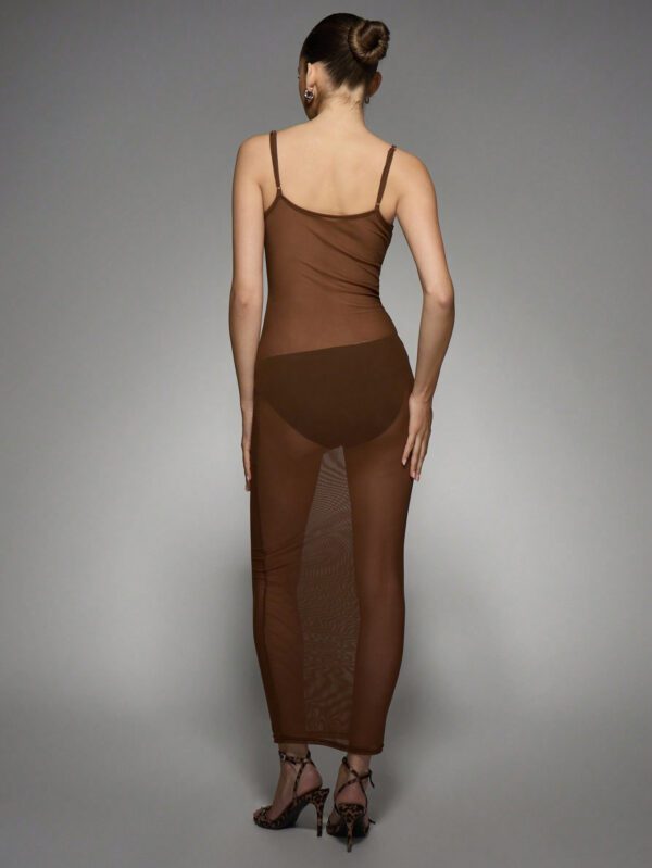 MISSGUIDED Robe longue cache-cœur en mesh transparent – Image 5
