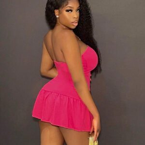 SHEIN Slayr Robe Sans Bretelles À Volants De Couleur Rouge Rose