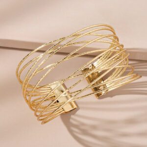 1 pièce Bracelet de mode à ouverture décorée de métal multicouche pour femme