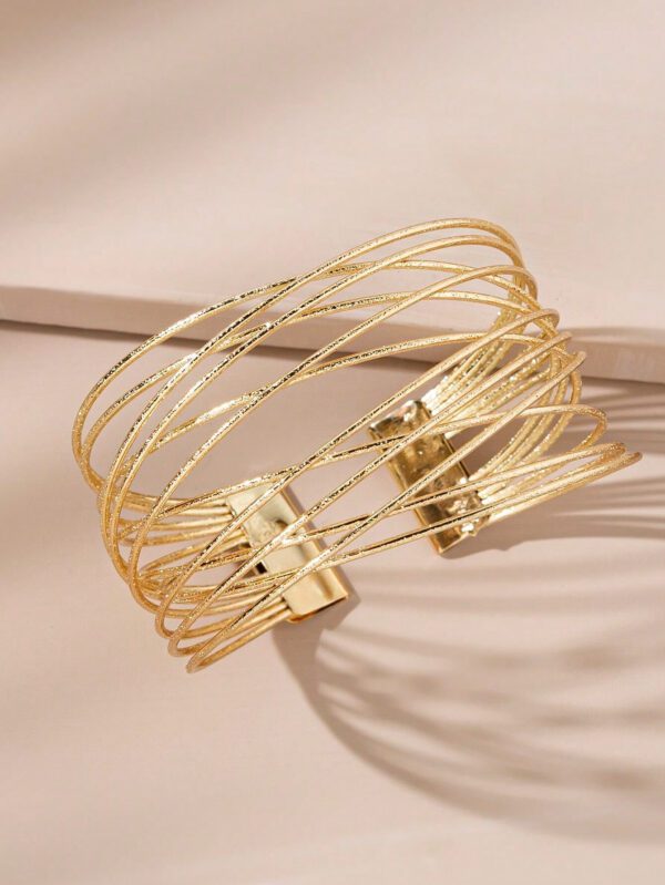 1 pièce Bracelet de mode à ouverture décorée de métal multicouche pour femme – Image 2