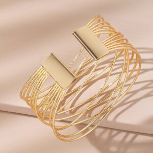 1 pièce Bracelet de mode à ouverture décorée de métal multicouche pour femme
