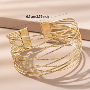 1 pièce Bracelet de mode à ouverture décorée de métal multicouche pour femme