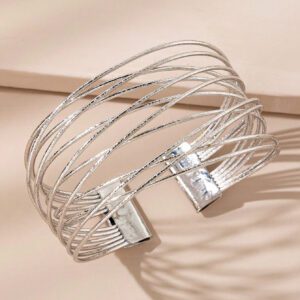 1 pièce Bracelet de mode à ouverture décorée de métal multicouche pour femme
