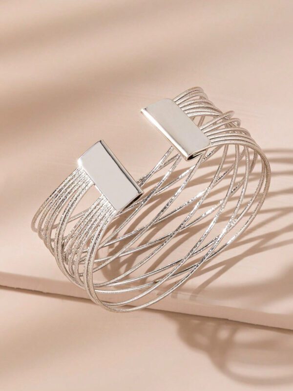 1 pièce Bracelet de mode à ouverture décorée de métal multicouche pour femme – Image 6