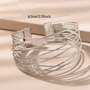 1 pièce Bracelet de mode à ouverture décorée de métal multicouche pour femme