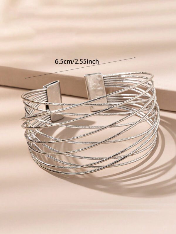 1 pièce Bracelet de mode à ouverture décorée de métal multicouche pour femme – Image 7